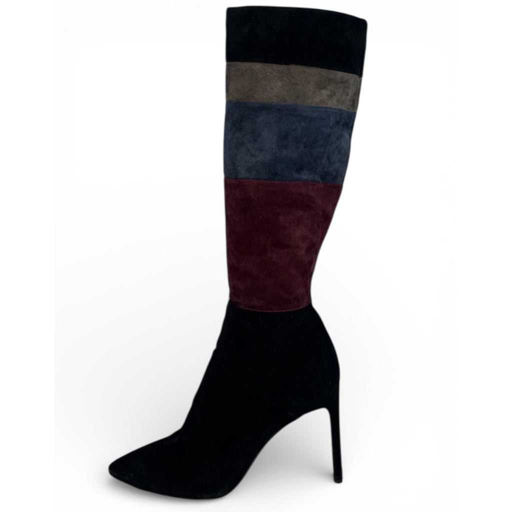 Nine West Toprank Colorblock Suede Stiletto Knee High Boots