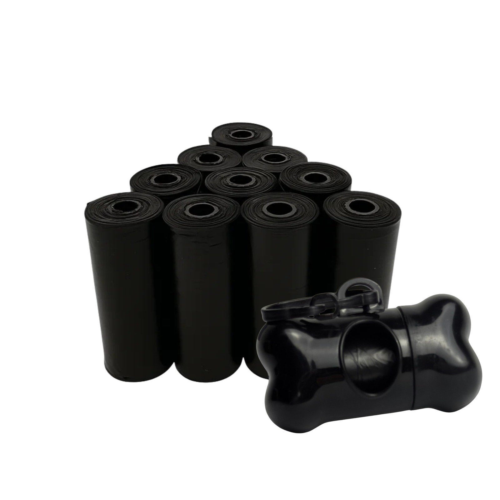 Dog Poop Bags with Dispenser – 150 Count Leak-Proof Pet Waste Bags, 10 Refill Rolls, Unscented & Tear-Resistant – Includes Fabric Cylinder or Plastic Bone Dispenser