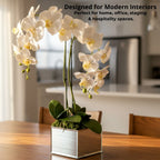Artificial white orchid double stem arrangement - gallery image 6