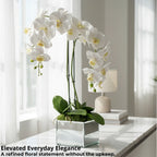 Artificial white orchid double stem arrangement - gallery image 8