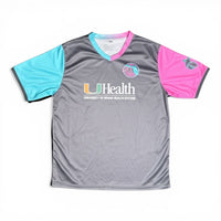 Miami Marlins City Connect V-Neck Jersey Youth XL Gray UHealth Soccer Style