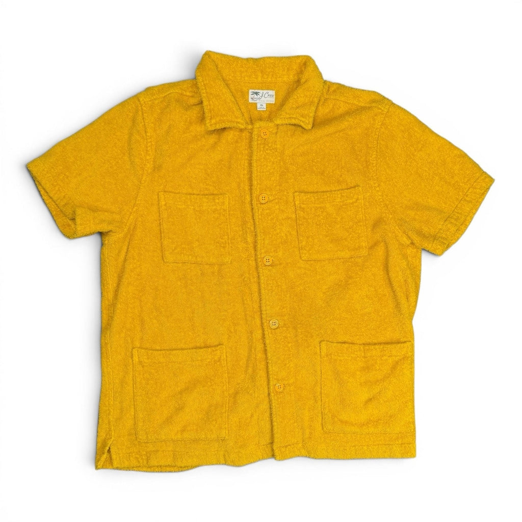 J.Crew Short-Sleeve Terry Cloth Dock Shirt Yellow Size XL J.Crew
