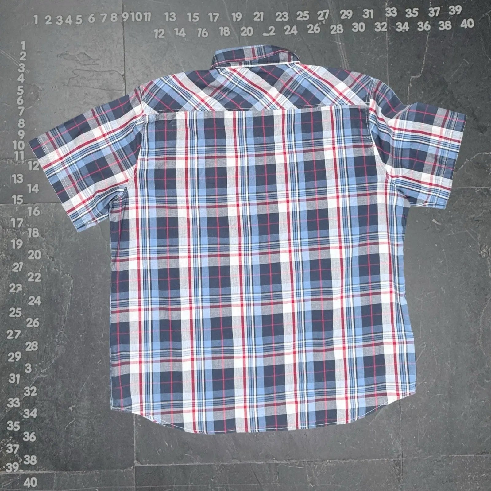 Parish Nation Men's 4XL Blue and Red Plaid Short Sleeve Button Down Shirt Parish Nation
