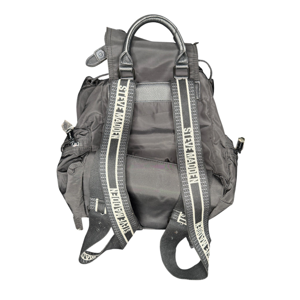 Steve Madden Black Nylon Backpack with Logo Straps
