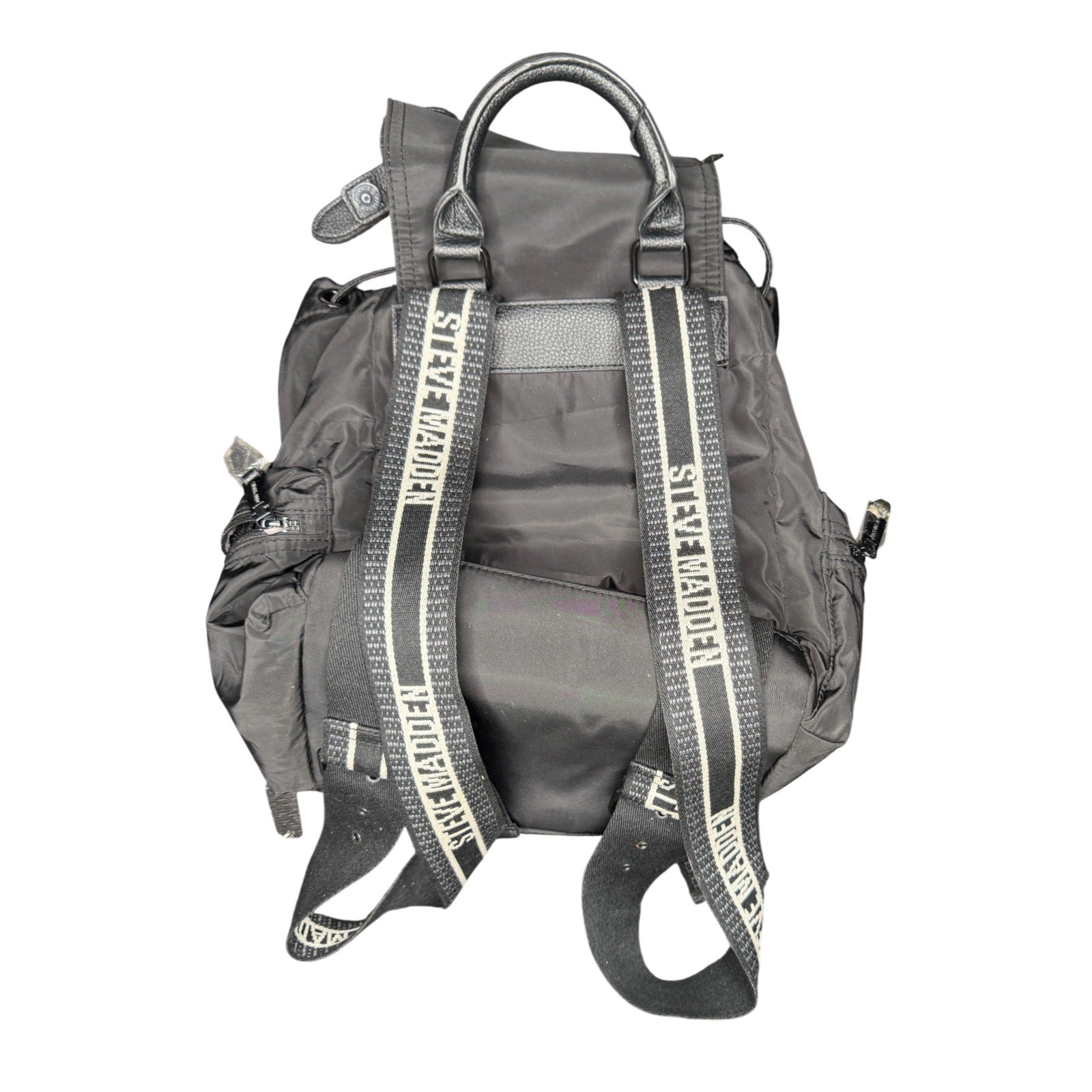 Steve Madden Black Nylon Backpack with Logo Straps