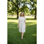 Vintage Papillon Linen Lace Trim Button Down Tunic Top - Cream Size L