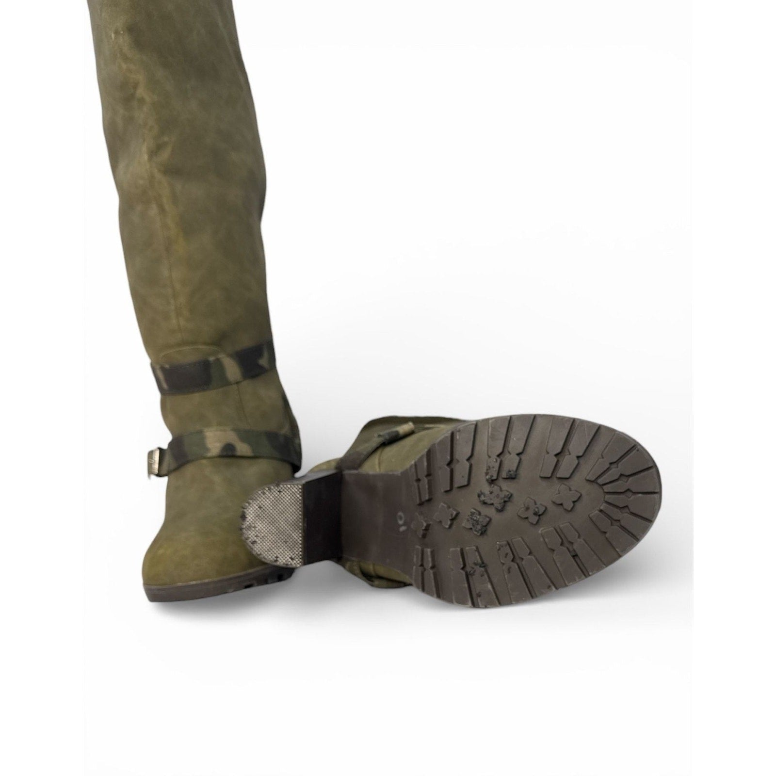 Suede Knee High Boots Green for Women for sale