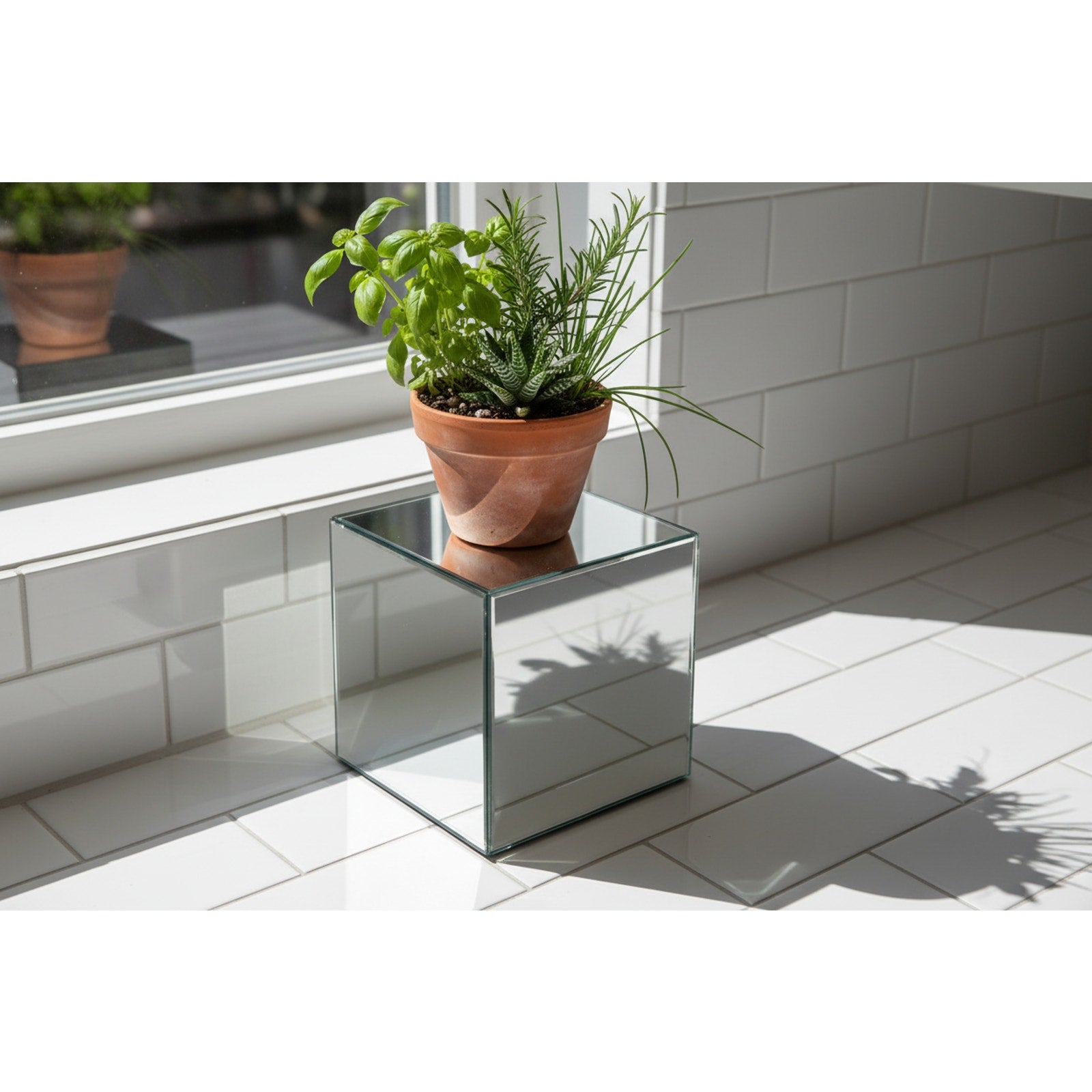 4 Pack 5” Mirror Glass Cube Vases | Wedding Table Centerpieces | Modern Reflective Floral Boxes