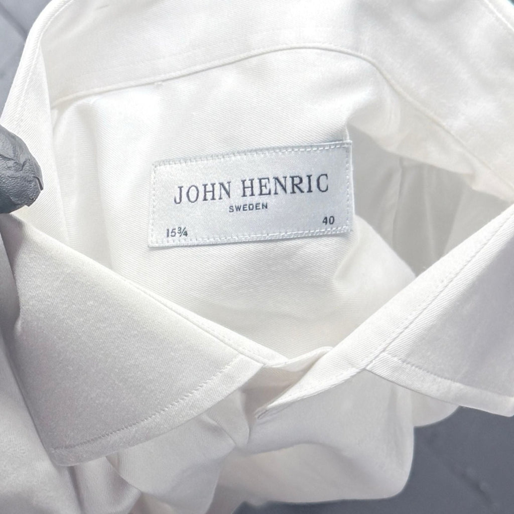 John Henric White Cotton Dress Shirt Size 15.75 / 40