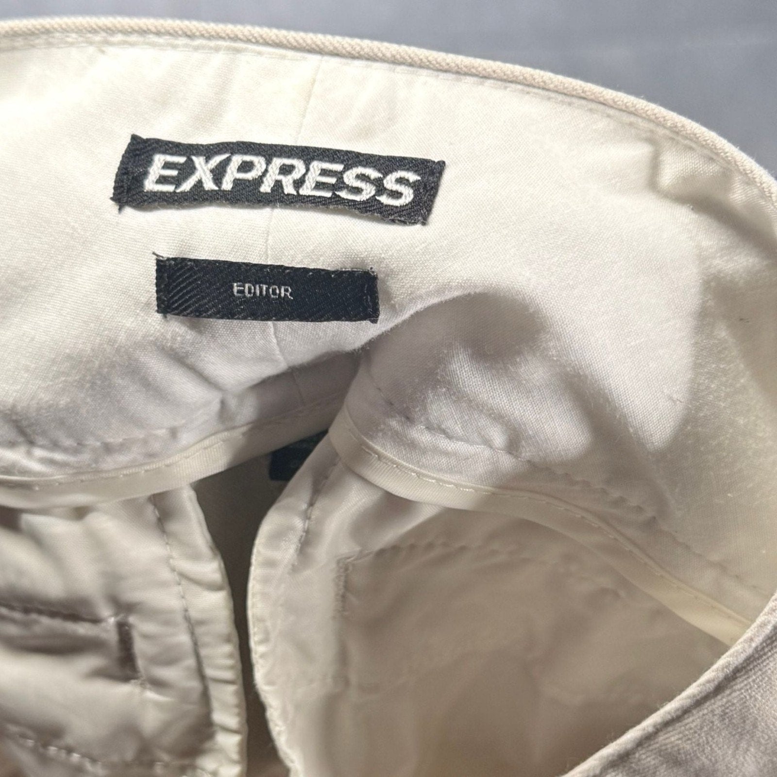 Express Editor Beige Flare Leg Dress Pants