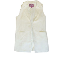 Bar III Ivory Sleeveless Blazer Vest - Tailored Longline Waistcoat, Size M