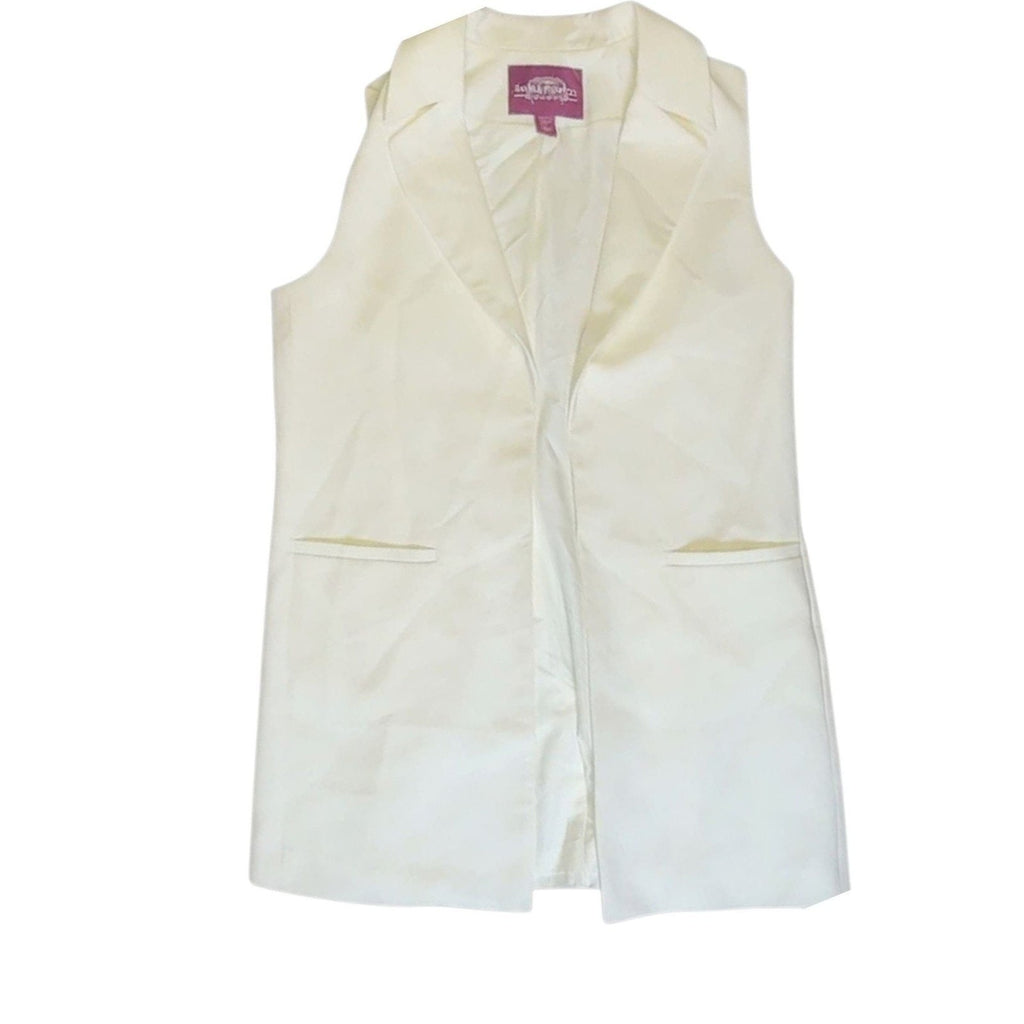Bar III Ivory Sleeveless Blazer Vest - Tailored Longline Waistcoat, Size M