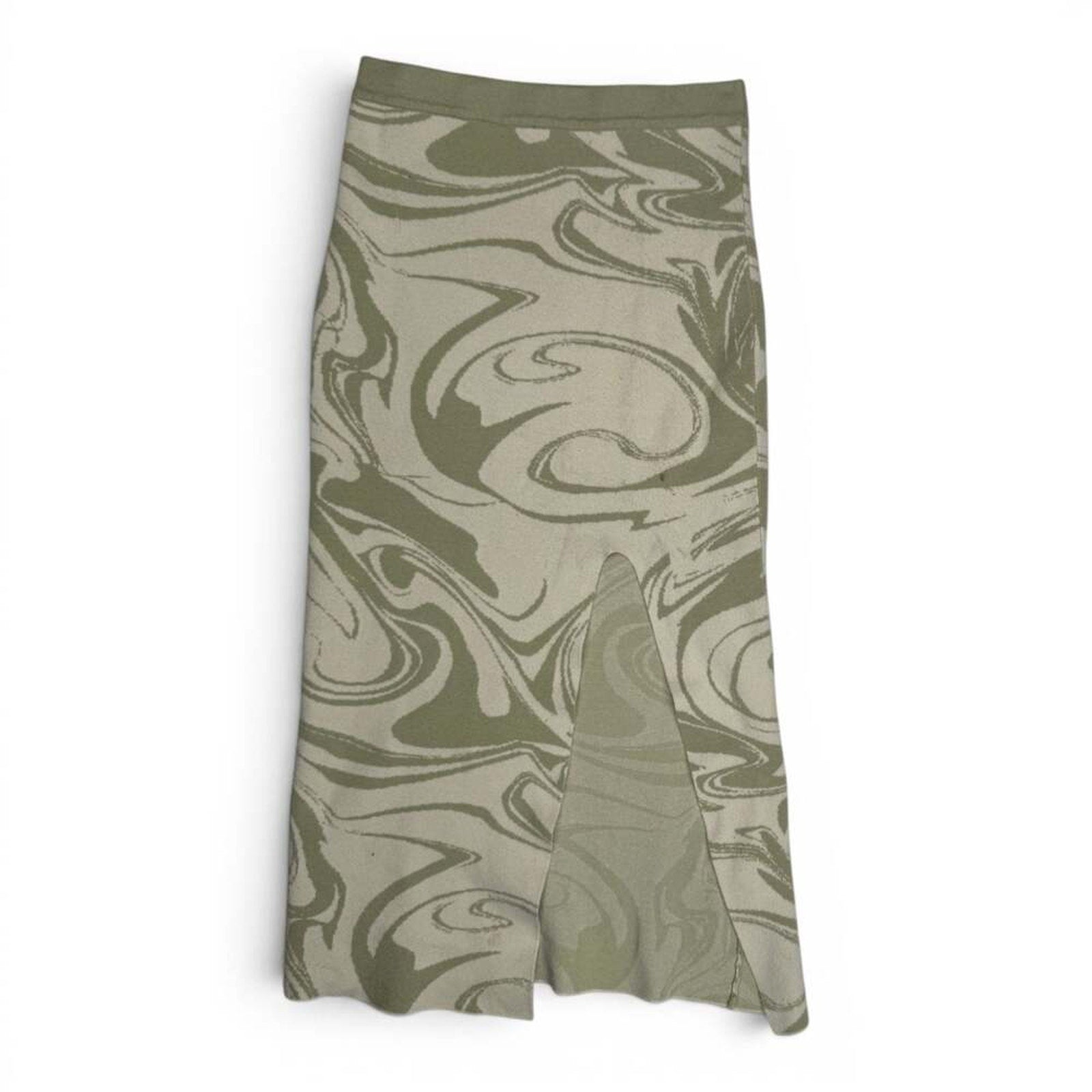 4th + Reckless Size S Green Swirl Print Knit Midi Skirt