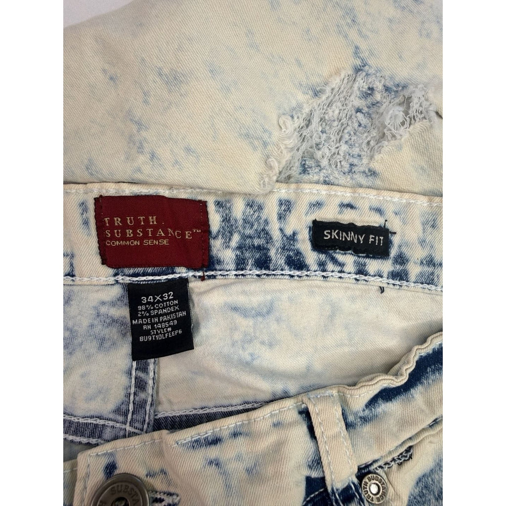 Truth.Substance Common Sense Acid Wash Distressed Skinny Fit Jeans 34x32