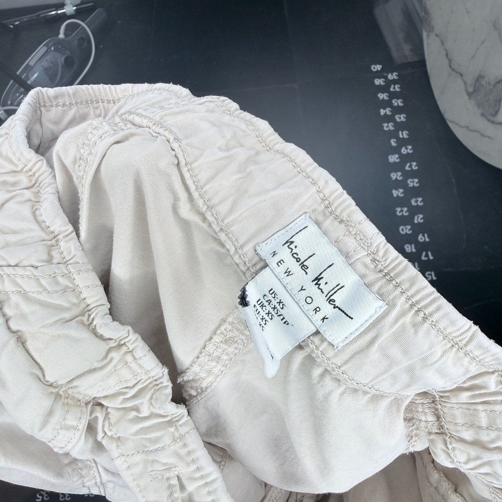 Nicole Miller New York Beige Drawstring Jogger Pants