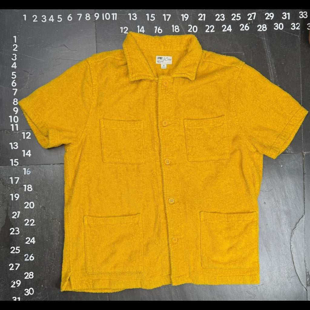 J.Crew Short-Sleeve Terry Cloth Dock Shirt Yellow Size XL J.Crew