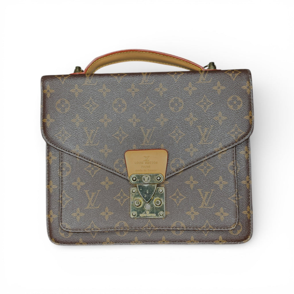 Louis Vuitton Monogram Monceau Top Handle Briefcase Bag Brown Vintage
