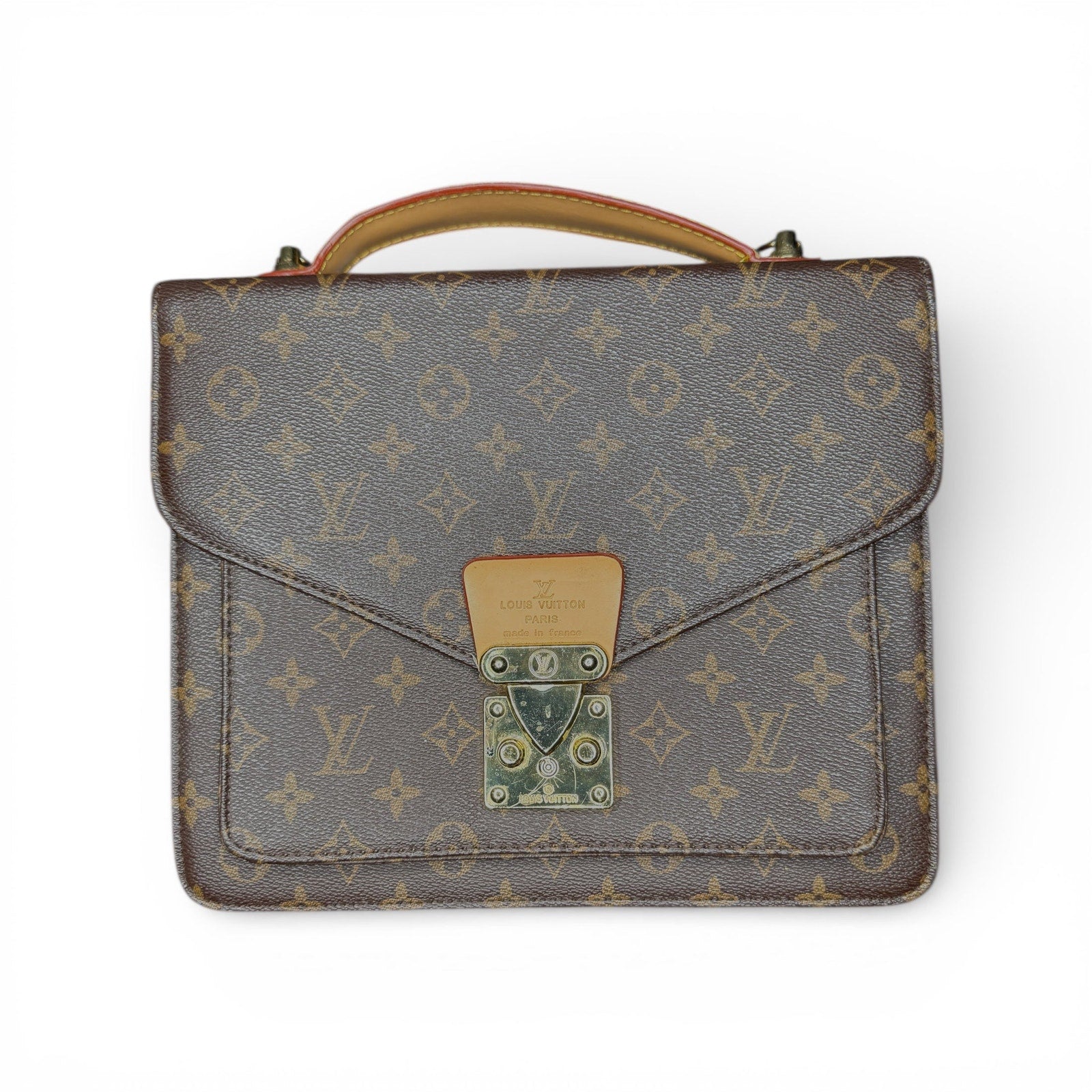 Louis Vuitton Monogram Monceau Top Handle Briefcase Bag Brown Vintage