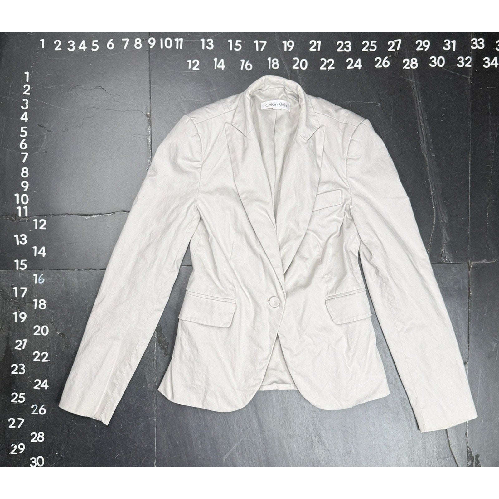 Calvin Klein Single Button Cotton Stretch Blazer Off-White