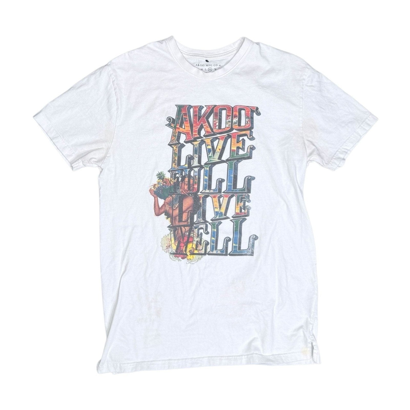 AKOO Live Full Live Well Graphic White T-Shirt XL