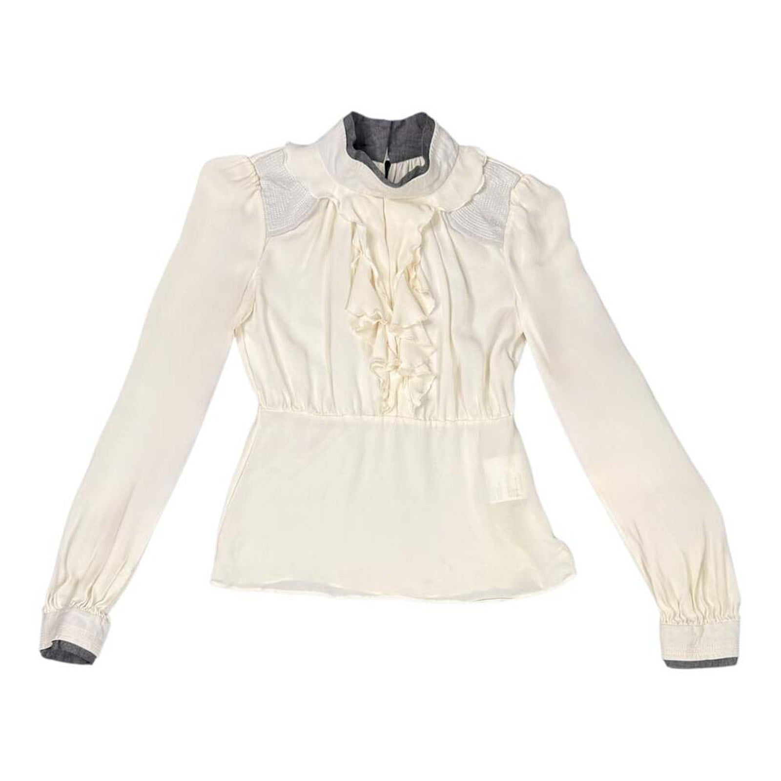 Obzee New York Silk Wool Ruffle Blouse Size 40