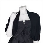 Black Cropped Open Front Cocoon Cardigan Bolero Sweater