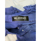 VALABASAS Royal Blue Distressed Multi-Pocket Flare Stacked Cargo Jeans