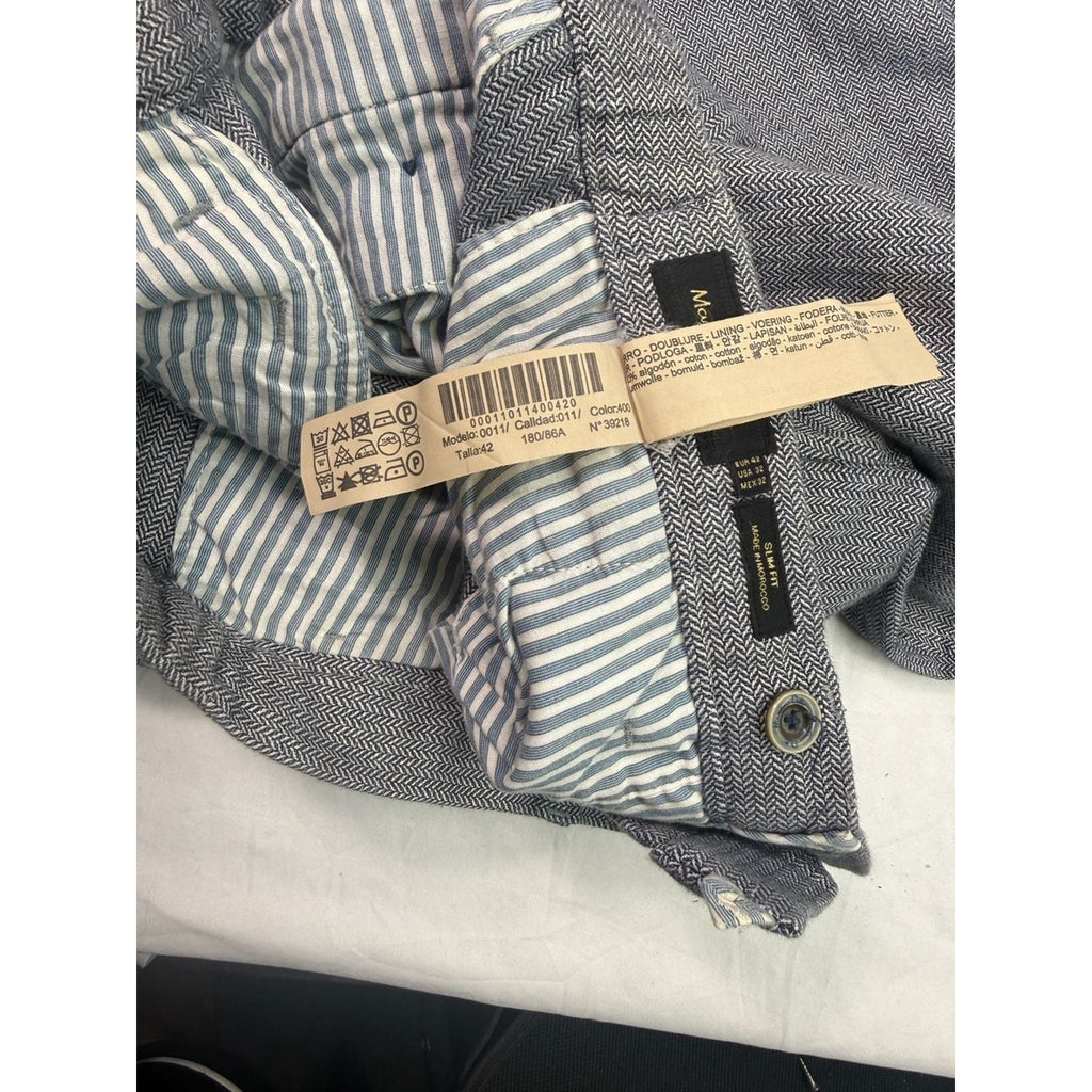 Massimo Dutti Gray Herringbone Slim Fit Chino Trousers size 32
