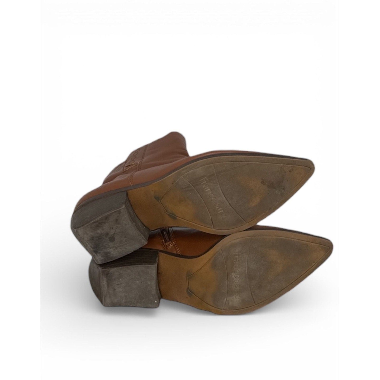 Franco Sarto Women's Cognac Leather Pointed Toe Ankle Booties