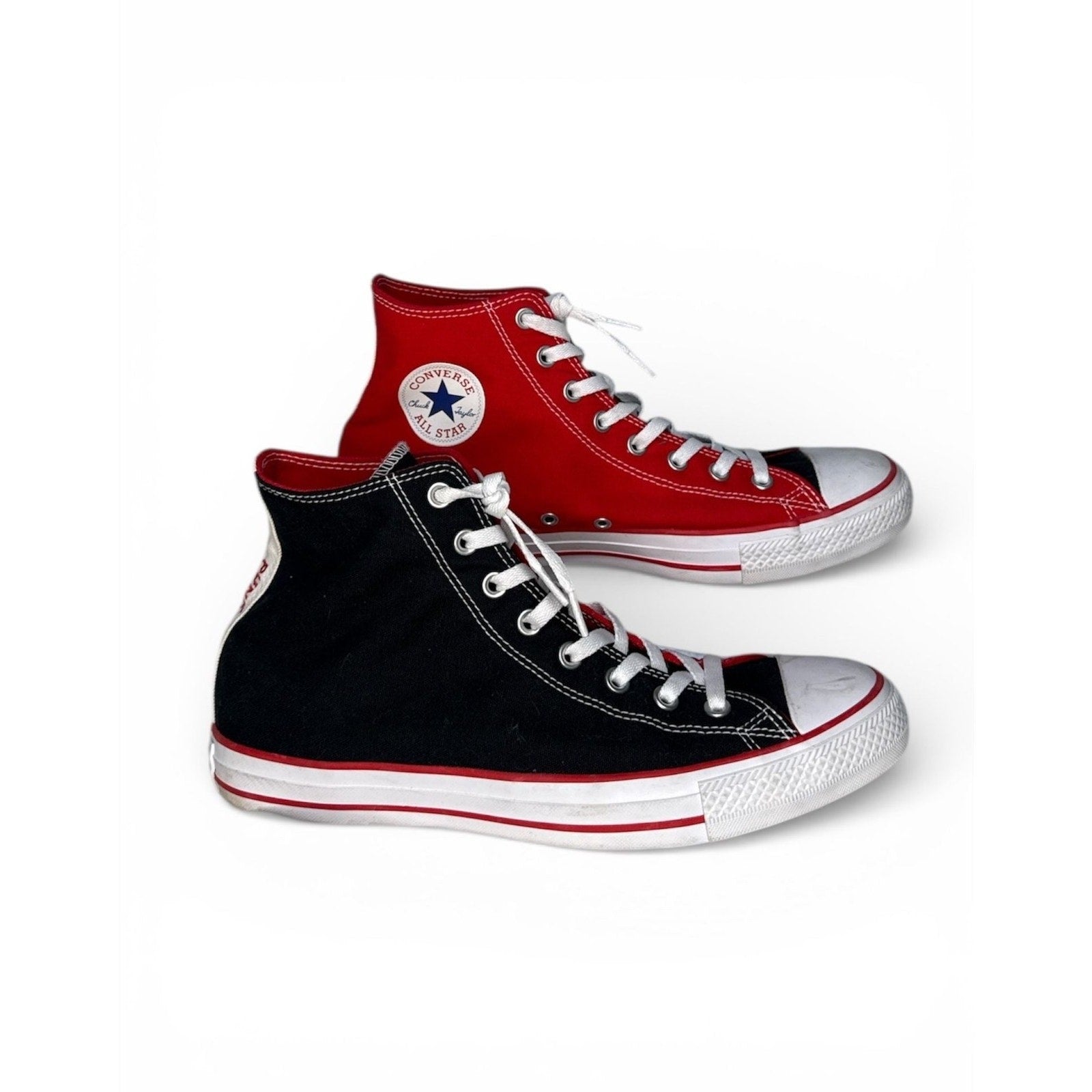 Converse Chuck Taylor All Star Colorblock High Top Sneakers Red and Black