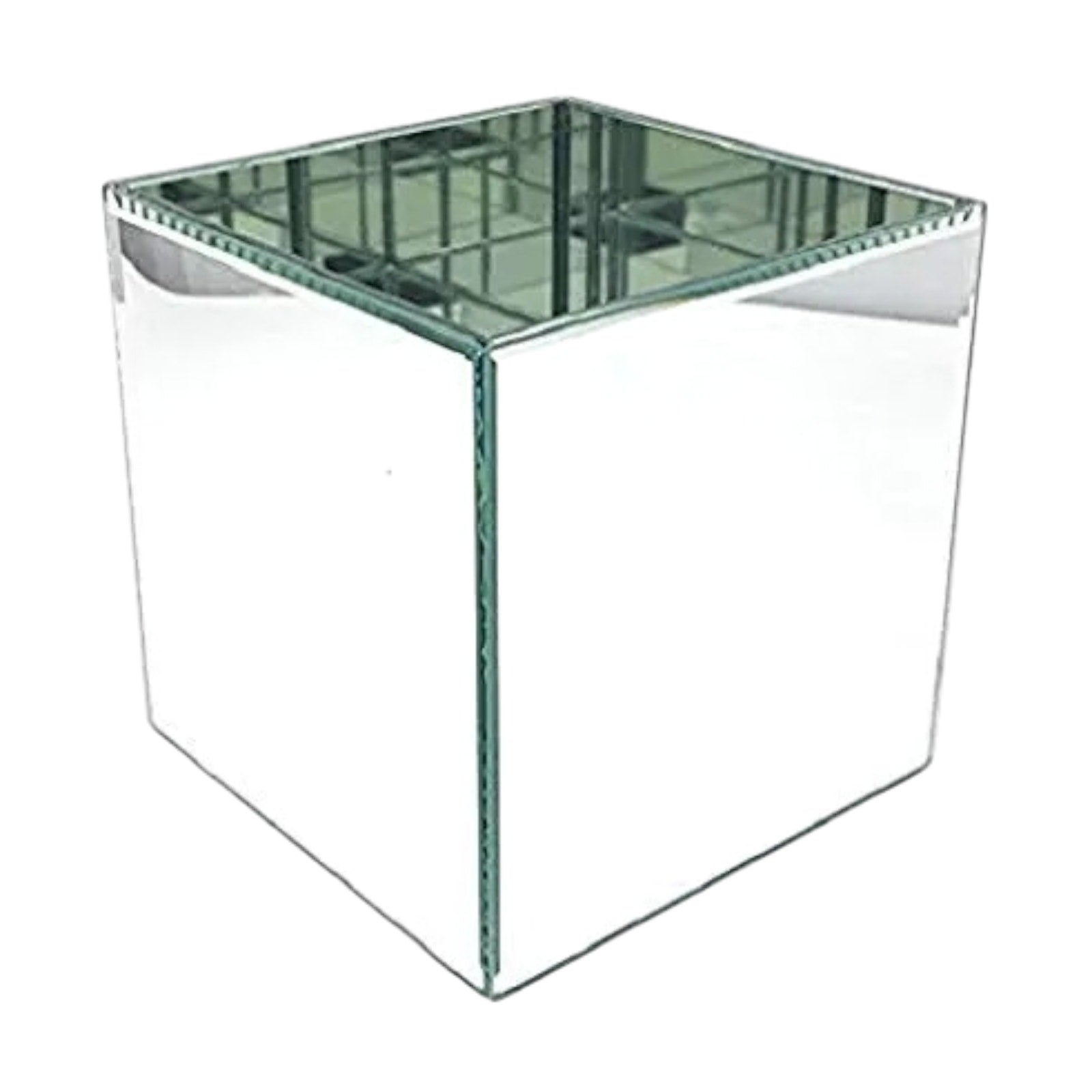 2 Pack 5” Mirror Glass Cube Vases | Beveled Edge Wedding Centerpieces | Reflective Floral Decor