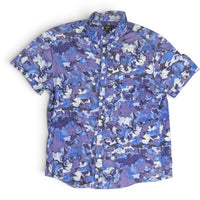 J.Crew Men's Short Sleeve Button Up Shirt- Watercolor Camo Blue-(XLARGE)NWT!