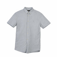 AllSaints Grey Cotton Slim Fit Button Down Shirt