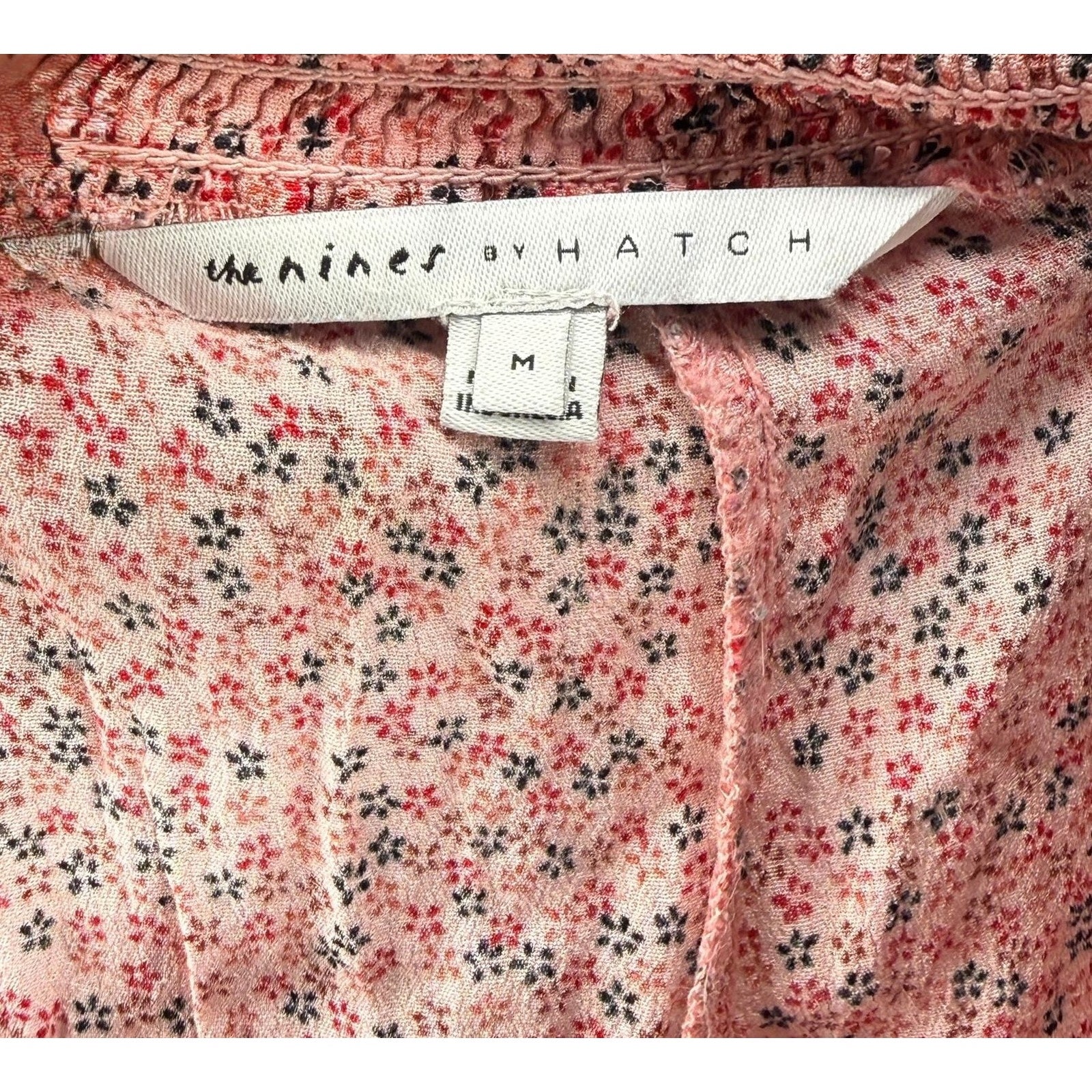 The Nines by HATCH Pink Ditsy Floral Smocked Strapless Tube Top Mini Dress Size