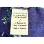 Mine Navy Blue Pineapple and Palm Tree Print Sleeveless Button Down Tank Top