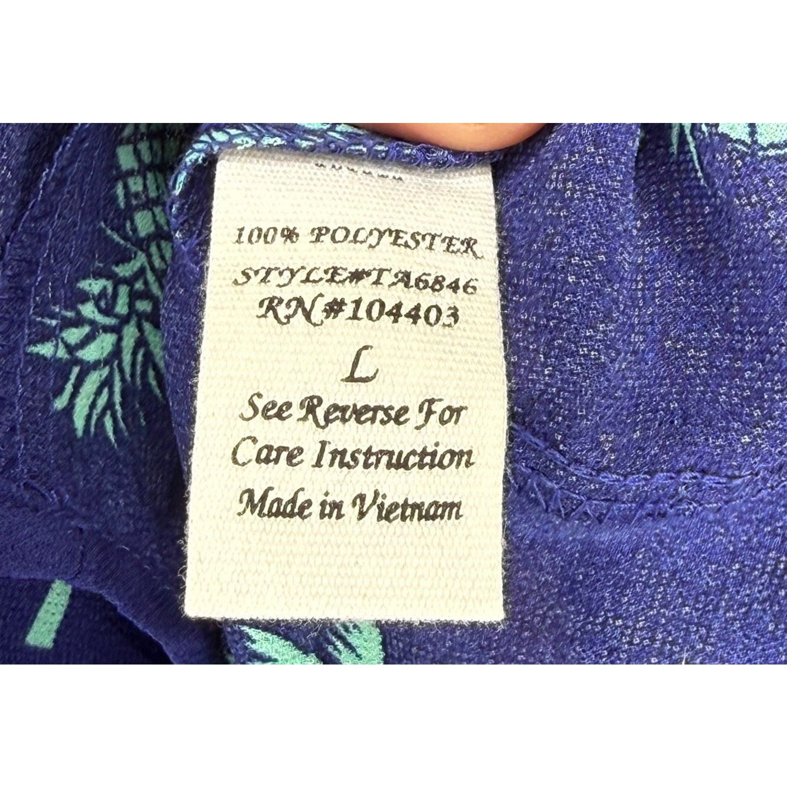 Mine Navy Blue Pineapple and Palm Tree Print Sleeveless Button Down Tank Top