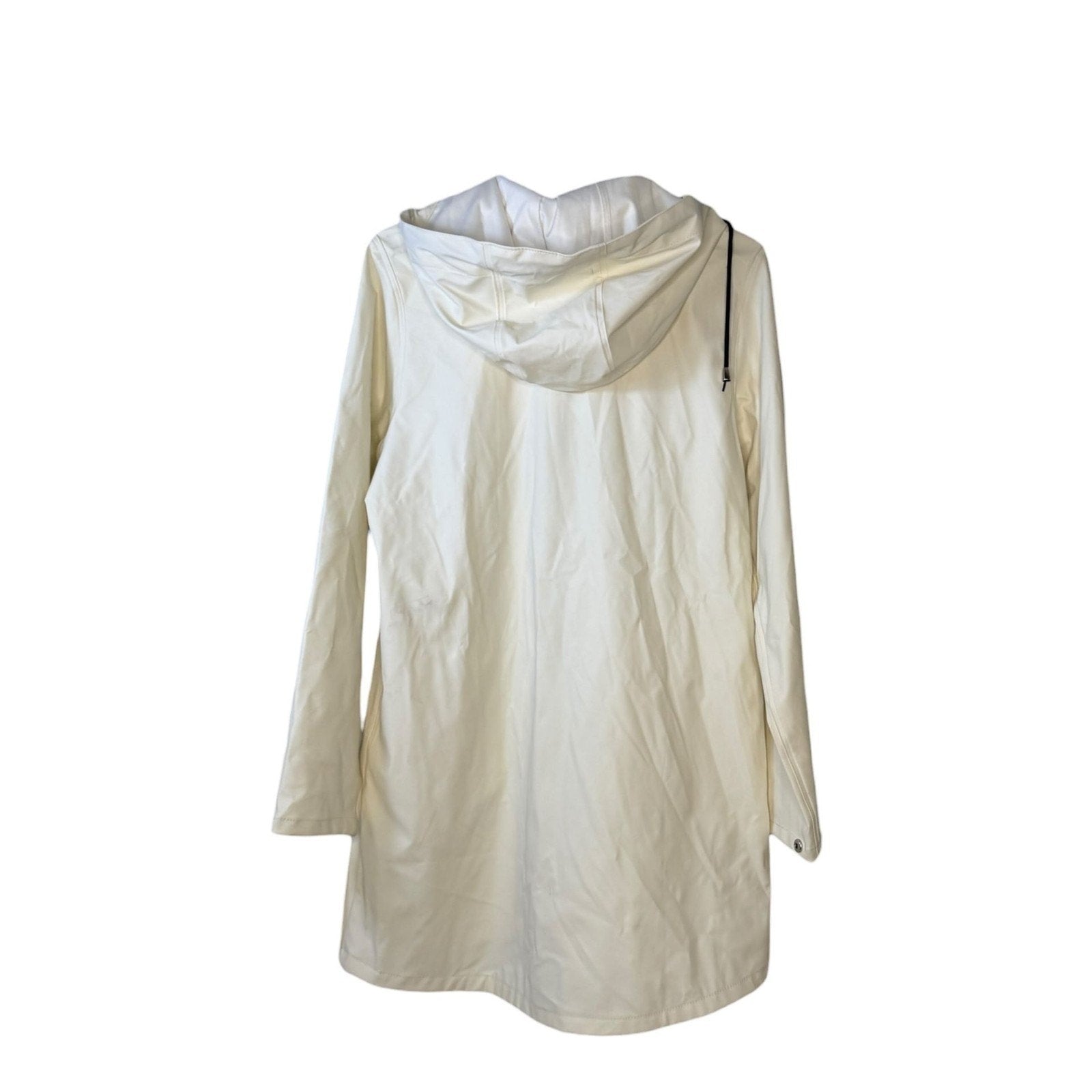 Anypoem Women's Long Off-White Waterproof Hooded Raincoat Trench
