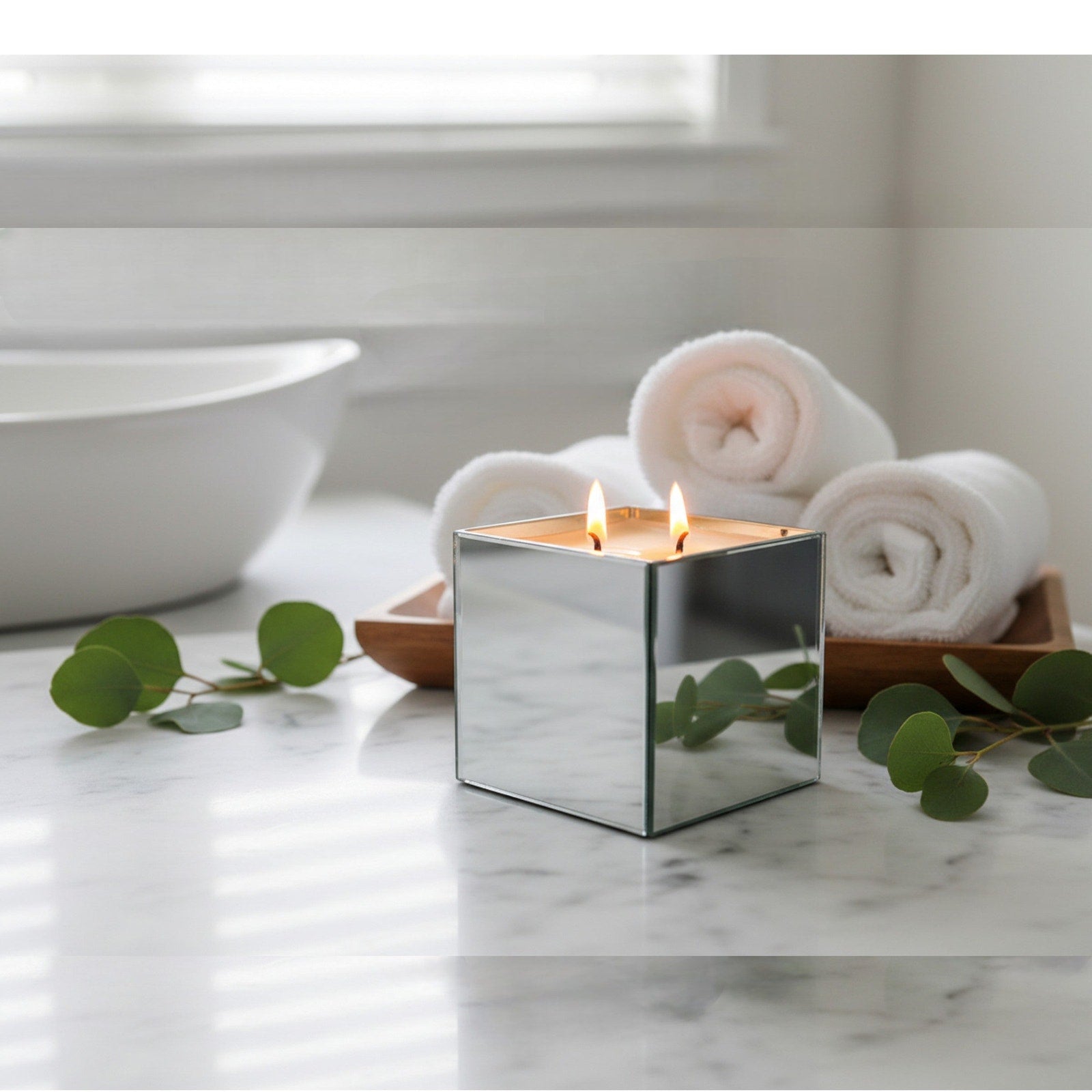 Black Glass — Luxury Mirrored Cube Candle