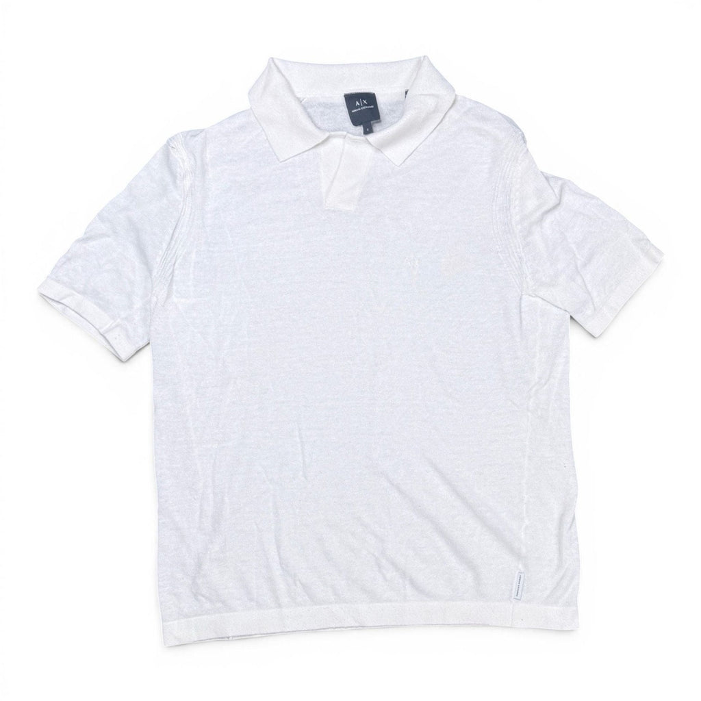 Armani Exchange White Knit Short Sleeve Polo Shirt Size S