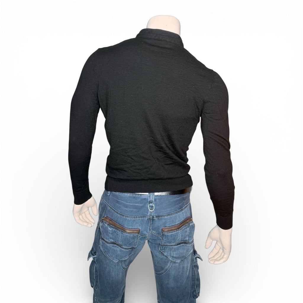 The Kooples Sport Men's Black Long Sleeve Knit Henley Sweater