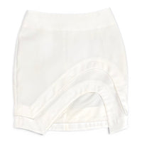 Arynk White Layered Curved Hem Mini Skirt Size M