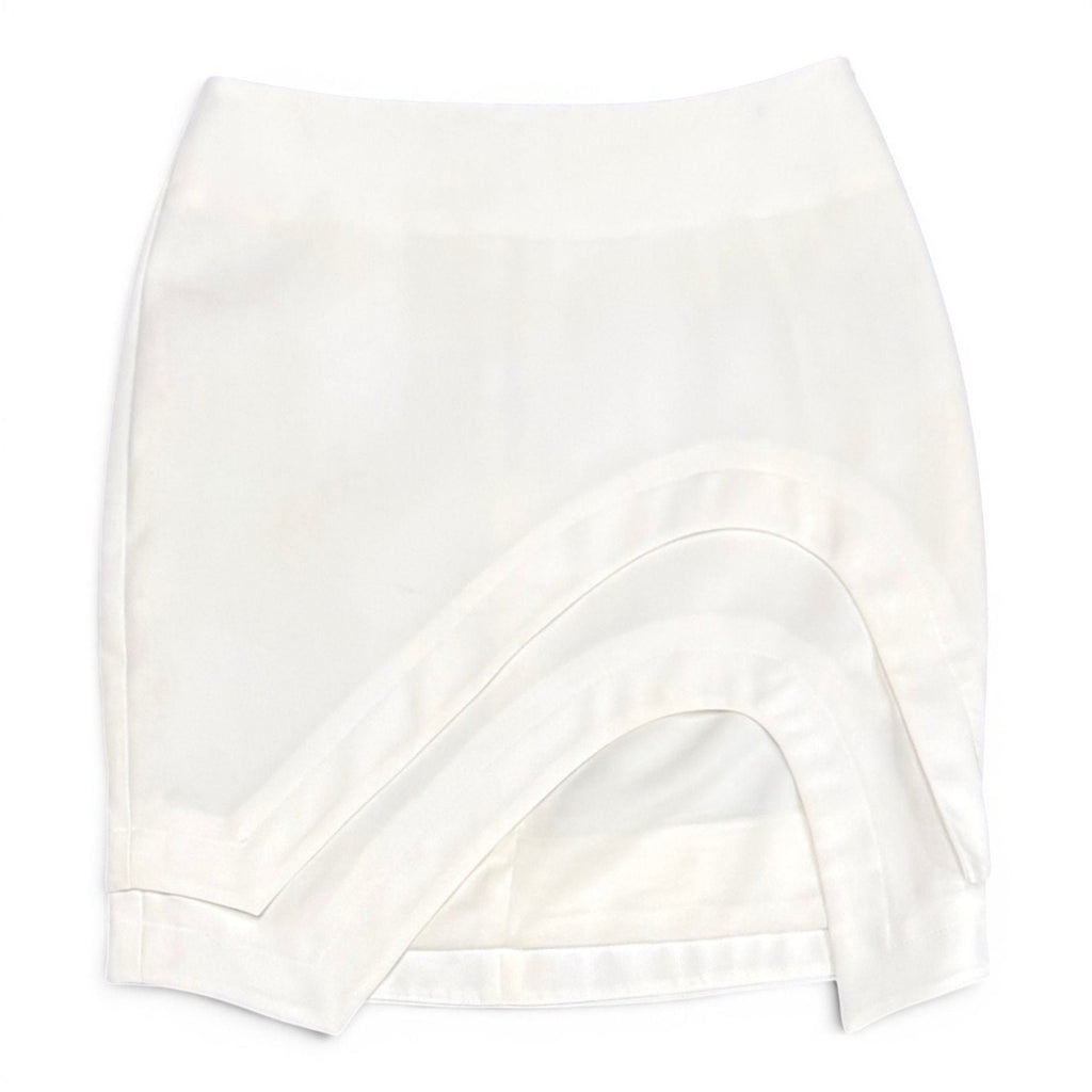 Arynk White Layered Curved Hem Mini Skirt Size M