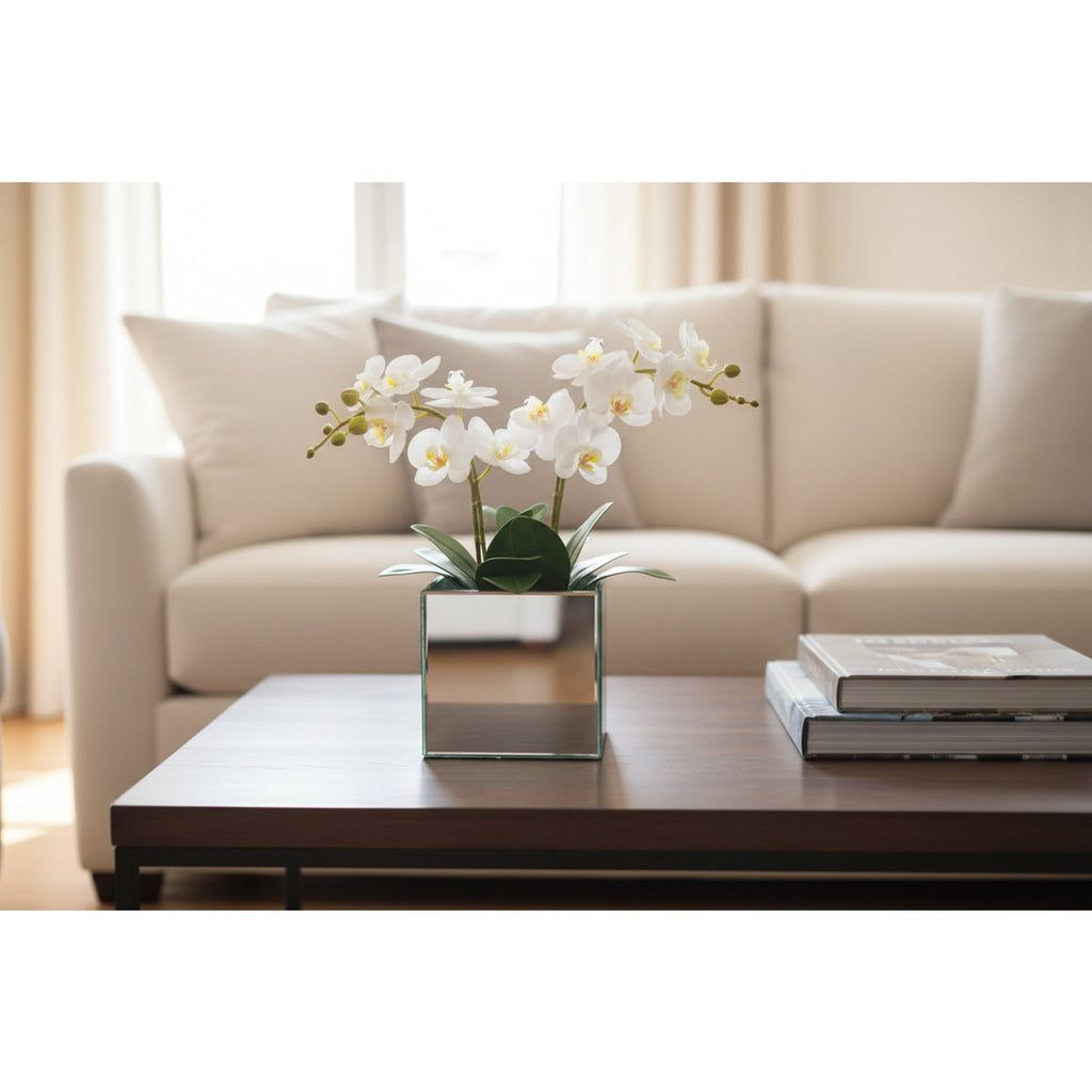 4 Pack 5” Mirror Glass Cube Vases | Wedding Table Centerpieces | Modern Reflective Floral Boxes