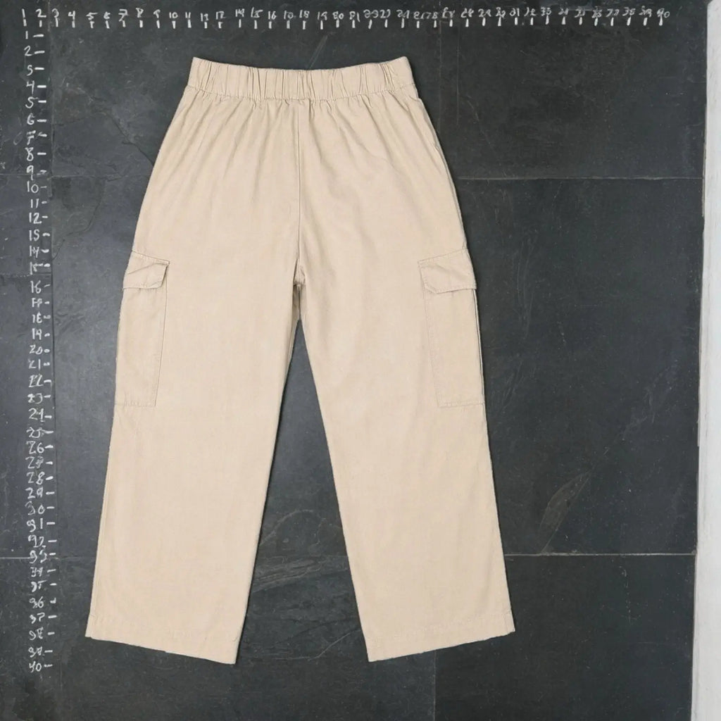 Zara Cargo Pants Size L Beige Elastic Waist Zara