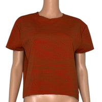 Acne Studios Red and Brown Wavy Textured Knit Short Sleeve T-Shirt