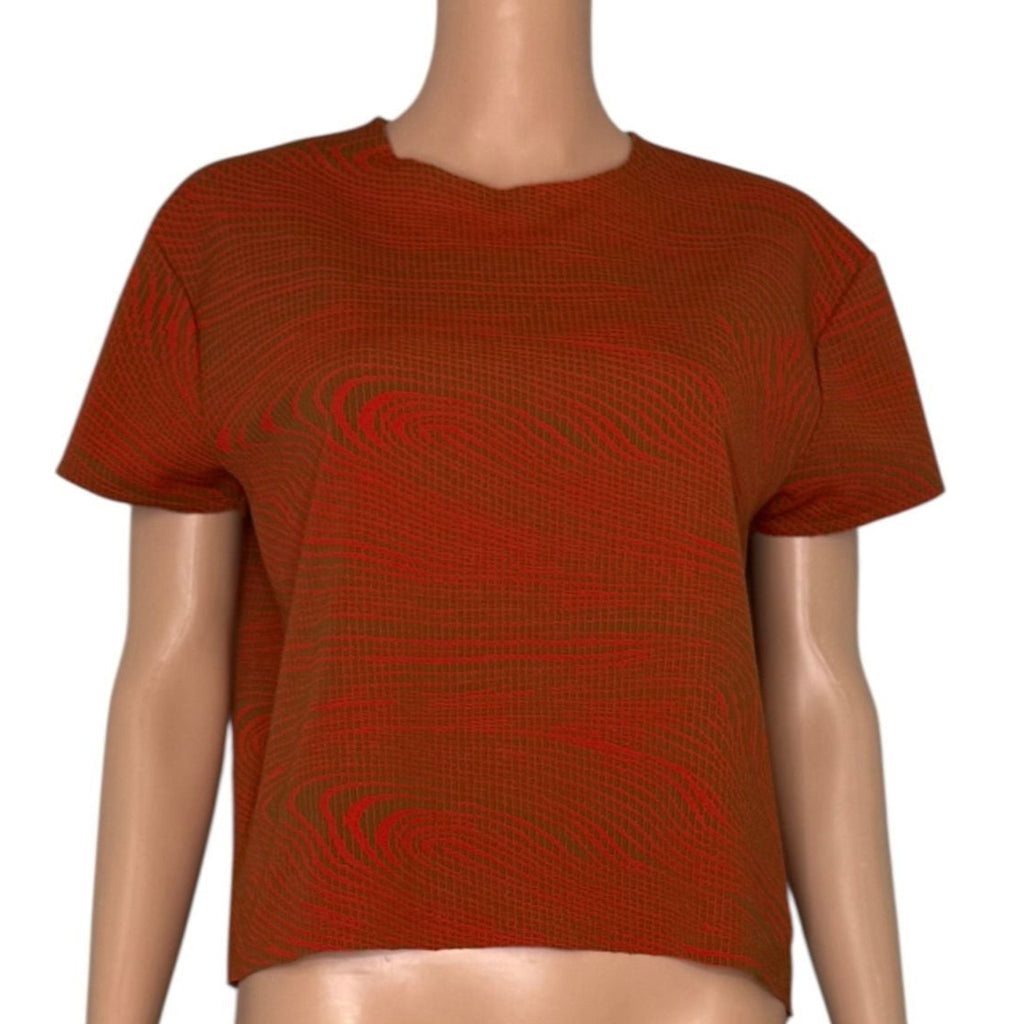 Acne Studios Red and Brown Wavy Textured Knit Short Sleeve T-Shirt