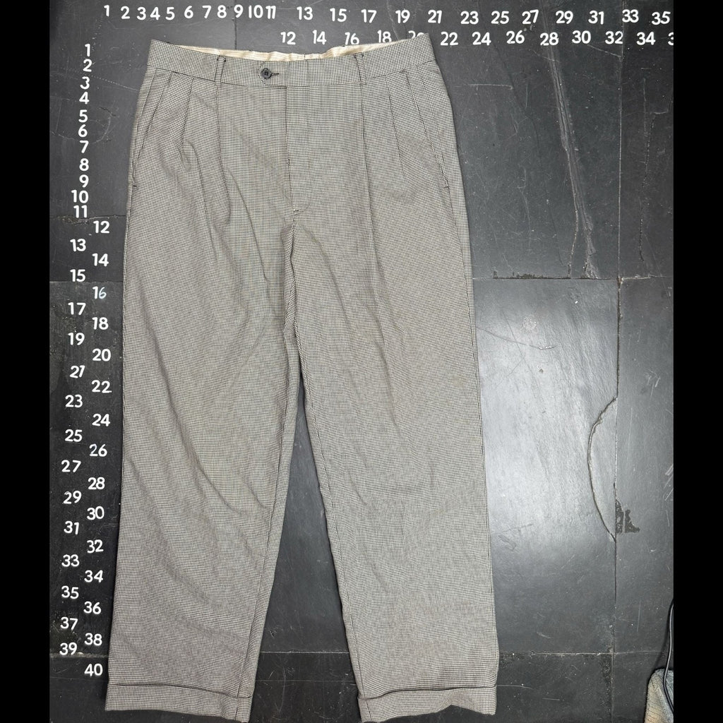 Saks Fifth Avenue Men's Pleated 100% Wool Micro-Check Trousers Size 35x28