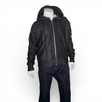 Black Marled Full-Zip Heavyweight Panel Hoodie
