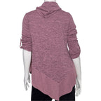 SJS Women's Cowl Neck Asymmetrical Tunic Sweater with Roll-Tab Sleeves