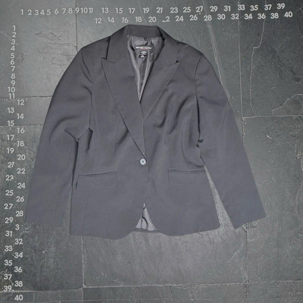 New York & Company Women's Black One-Button Stretch Blazer Size 12 New York & Company